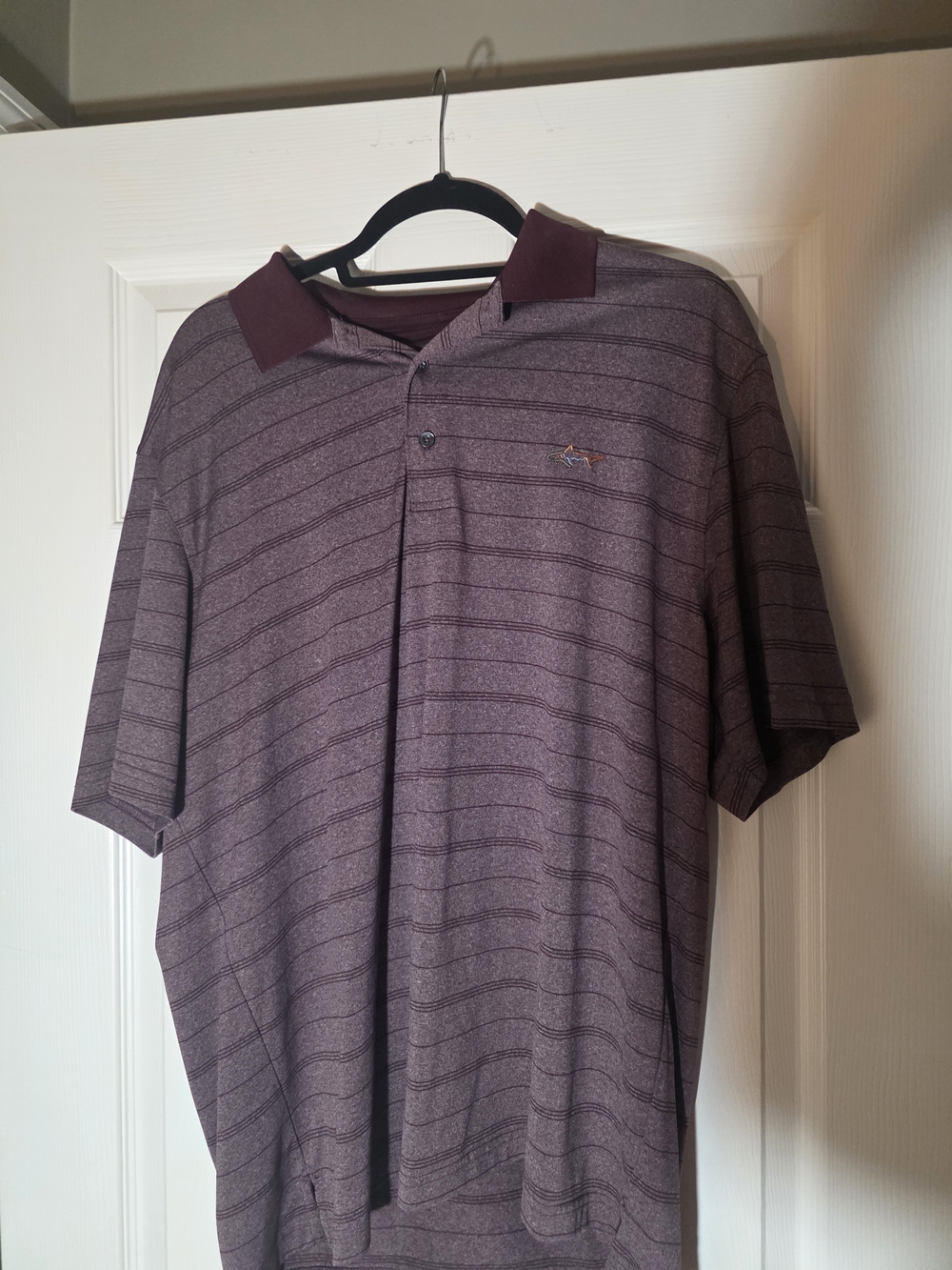 Men's Burgundy Horizontal-Striped Polo Shirt